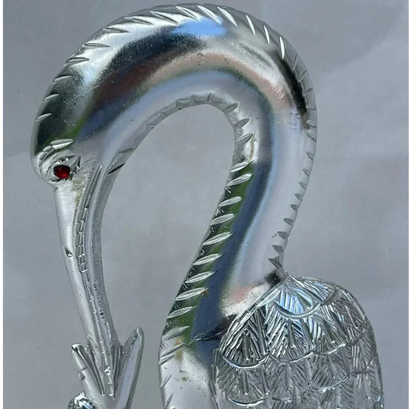 Vintage Collection White Metal Pair Of Swan With Stand Silver Sz 9"x2.5" - Picture 6 of 11